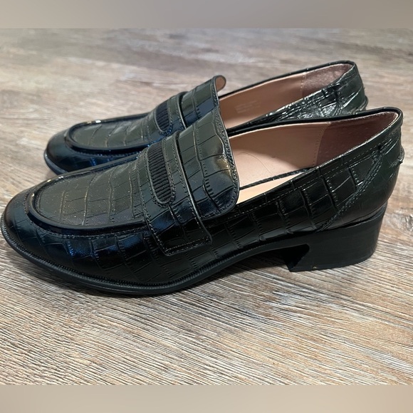 ZAC ZAC POSEN Womens Black Wayne Block Heel Slip On Leather Heeled Loafers 6.5 - Picture 2 of 6